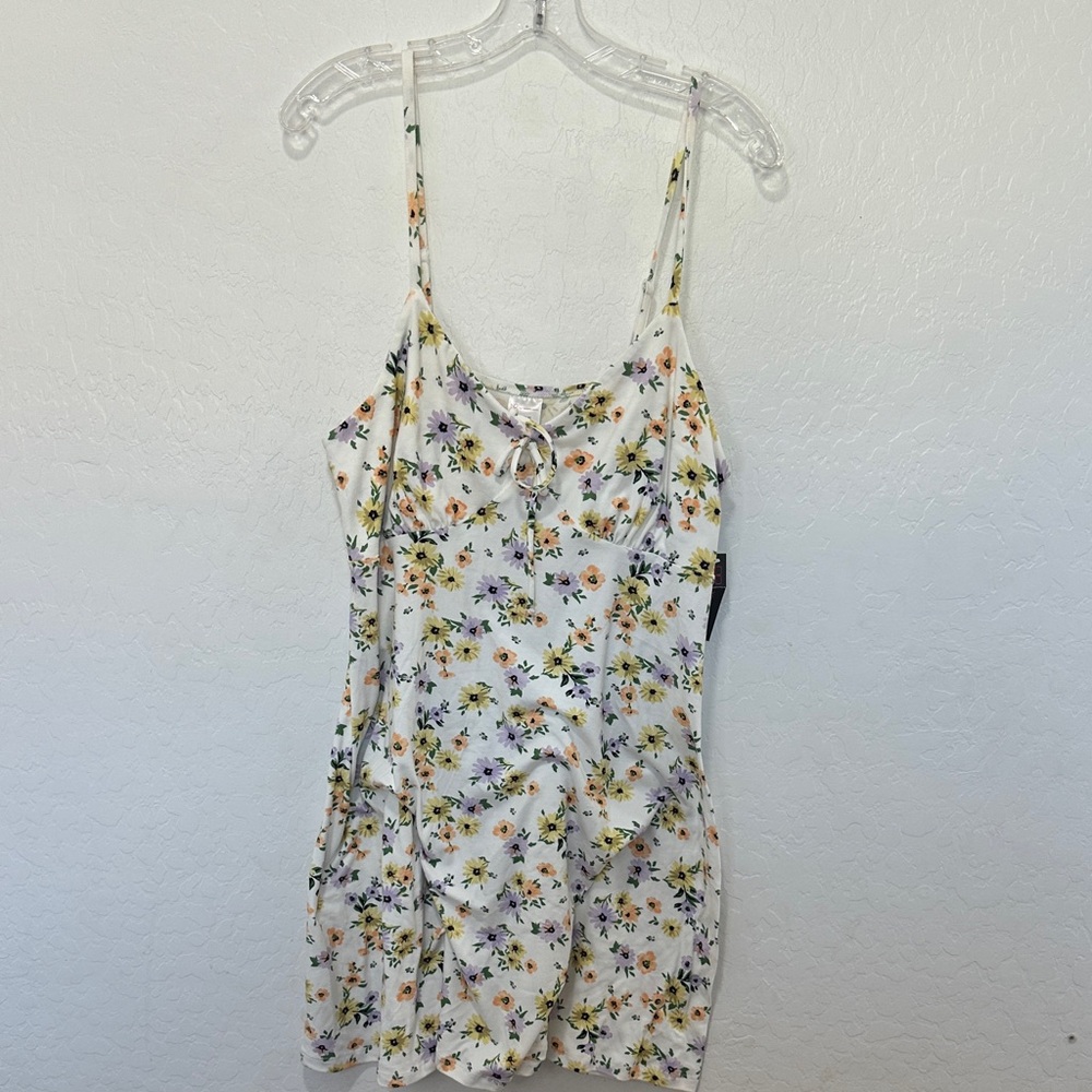 NWT Fairy boho White Floral dress sleeveless strap stretchy xxl mini womens